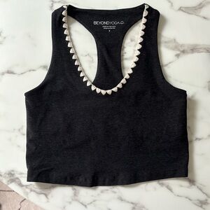 Dark grey/black beyond yoga racerback tank crop bra